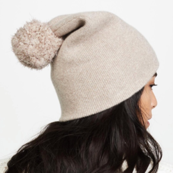 Cashmere Shine Pom Pom Cuffed Beanie main image 5